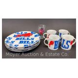 Buffalo Bills Dishes: 4 Mugs and 4 Dinner Plates, 10.5"w