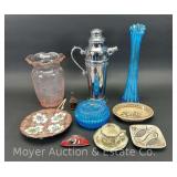 Group of Glass Vases, China Plates, Etc.