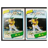 (2) 1980 Topps Rickey Henderson No. 482 Baseball Cards