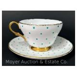 Shelley Teal Polka Dot Cup and Saucer