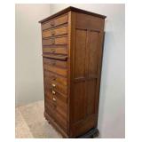 Oak File Cabinet, Single Piece, Missing 1 Drawer Pull, Antique, 29"x20"x56.5"h
