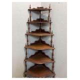 Walnut Corner What-Not Shelf, Antique, 60'h