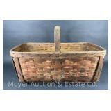 Large Antique Gathering Basket, See Pictures for Condition, 29"x18"
