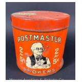 Postmaster Smokers Tobacco Advertising Tin, 5"h