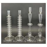 (2) Pairs of Delicate Glass Candlesticks, 11' and 12'h