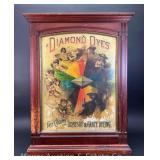 The Diamond Dyes Advertising Display Cabinet, Wood Frame with Tin Inset, Antique, 23"x10"x30"h