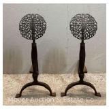 Pair of Tulip Design Andirons, 27"h