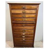 Oak File Cabinet, Single Piece, Missing 1 Drawer Pull, Antique, 29"x20"x56.5"h