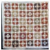 Broken Star Style Quilt, Hand Quilted, Machine Pieced, Staining to Front, 80"x80"