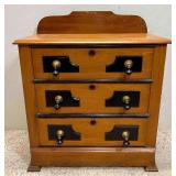 Petite 3 Drawer Chest of Drawers, Drop Pulls, Antique, 30"x15"x36"h Overall