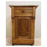 Marble Topped Stand, Single Drawer and Door, Antique, 20"x16"x30"h
