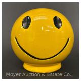 Vintage Smiley Face Coin Bank, Missing Stopper, 6"h