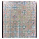 Vintage Nine Patch Style Quilt, Machine Stitched/Quilted, 66"x78"