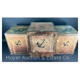(3) Anchor Brand Japan Tea Tin Chests, Antique, See Photos for Conditions