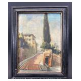 M. Calzolari Oil on Board, Artist Signed, Framed 11"x9"