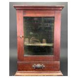 Display Case, Glass Front Door with Single Drawer, 12"x7.5"x17"h