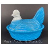 Slag Glass Hen on Nest, 5.5"h