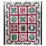Vintage Christmas Quilt, Machine Stitched, 64"x80"