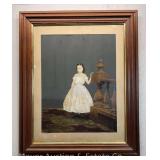Hattie E. Lord Painting of Girl, Framed 34"x28"