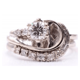 14k White Gold Engagement/Anniversary 2 Ring Set, with Diamonds, Size 7.5, 4.2dwt.