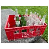 Pop Shoppe Plastic Bottle Crate with Asst. Glass Soda Bottles