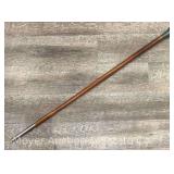 Walking Stick, Carved Metal Knob, 38' Long