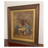 Josef Munsch Munchen (1832-1896) Painting of Men at Table, Dated '71 (1871), Under Glass, Framed 21'x18'