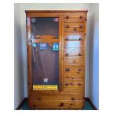 Pine Gun Cabinet, (7) Drawers, Single Glass Door, 39' Wide