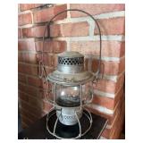 Erie Railroad Lantern, Adams & Westlake Frame, Glass Globe Etched 'E' in Diamond, 14'h