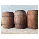 (3) Wood Nail Kegs, Antique, 17'-18'h