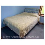 Full Size Mattress, Boxspring, Hollywood Bed Frame, with Brass Headboard