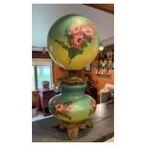 Floral Banquet Lamp, Antique, 27'