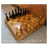 Wooden Chess Set Pieces in Folding Wooden Chess Board Box