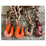 (2) Tow Chains, Hooks on Both Ends, 75' and 80' Long