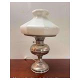 Oil Lamp, with White Shade, Electrified, 19'h