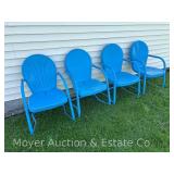 (4) Blue Metal Patio Chairs
