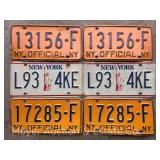 (3) Pairs of Vintage NY License Plates