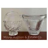 Fifth Avenue Crystal Glass Basket (8.5'h) and Mikasa Crystal Pillow Vase (7.5'h)