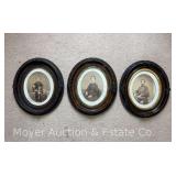 (3) Oval Frame Photographs, Antique, 14'x12'