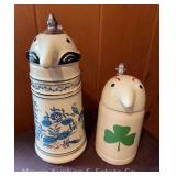 Schultz & Dooley Beer Steins, 7' and 11'h