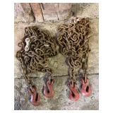 (2) Tow Chains, Hooks on Both Ends, Pieced Together, 140' and 180' Long