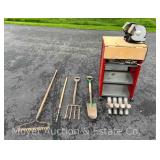 Wen Bench Grinder, Rolling Work Stand, Hardware Organizer, and Long Handled Tools
