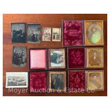 (8) Antique Tin Types: (1) Military, (5) with Cases