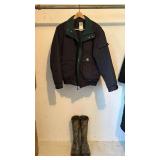 Men's Carhartt Winter Coat, Size Medium, and LaCrosse Size 9 Mud Boots