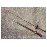 (2) Decorative Ceremonial Style Swords, Antique, 30'-36' Long