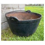 Wrought Iron Cauldron, Forged Handle, 19'w