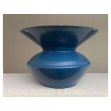 Blue Enameled Cast Iron Spittoon, 6.5"h