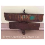 N. Center and Laurel Street Sign, Rusty, 29.5"w