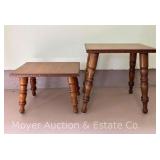 (2) Wood Stools, 10" and 15"h