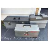 (3) Tool Boxes, with Contents, (2) Plastic and (1) Metal